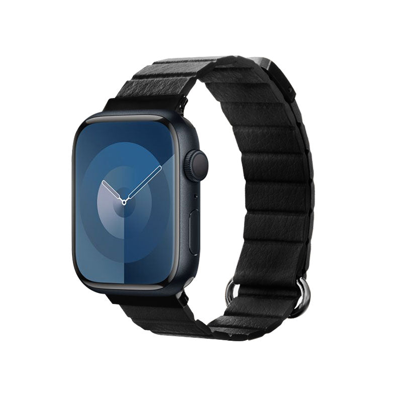 Crong Eclipse - magnetische Leder- Armband für Apple Watch 44/45/46/49 mm (schwarz) – Produktabbildung 2