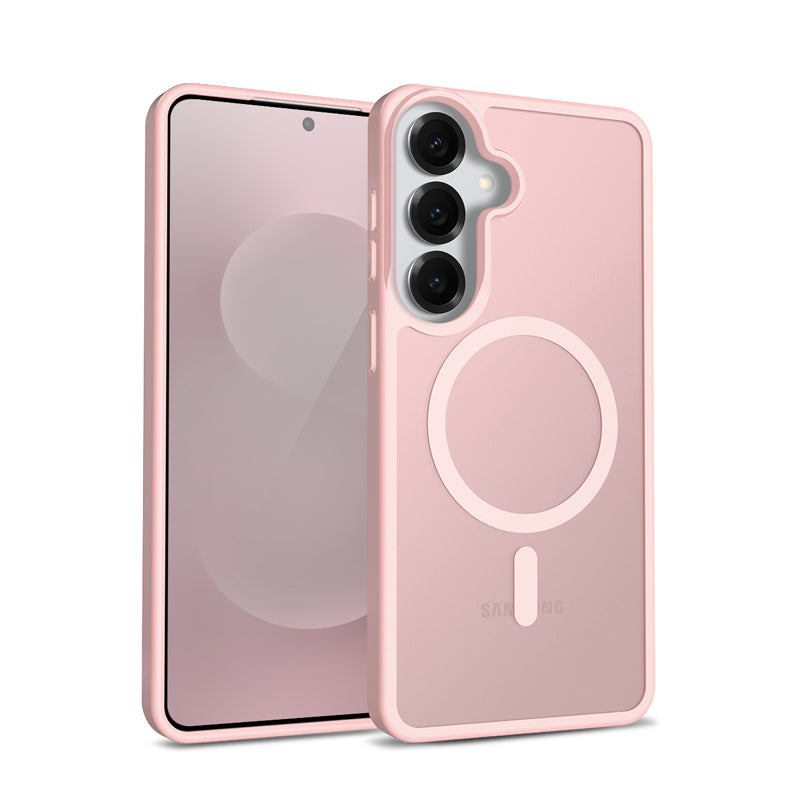 Crong Hybrid Matte Magnetic - Hülle MagSafe für Samsung Galaxy S25 (rosa)