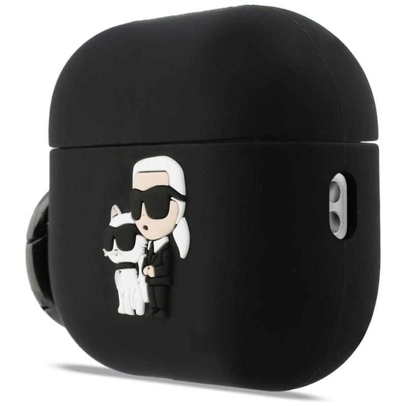 Silikonhülle Karl Lagerfeld s 3D hlavou Karla a Choupette – AirPods Pro 3 (schwarz) – Produktabbildung 2