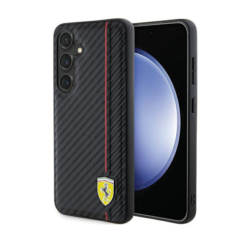 Ferrari Carbon Printed Line - Hülle für Samsung Galaxy S24+ (schwarz)