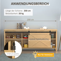 HOMCOM 200 cm Schiebetür Komplettset Schiebetürbeschlag mit Bodenführung, Schiebetür Laufschiene – Produktabbildung 4