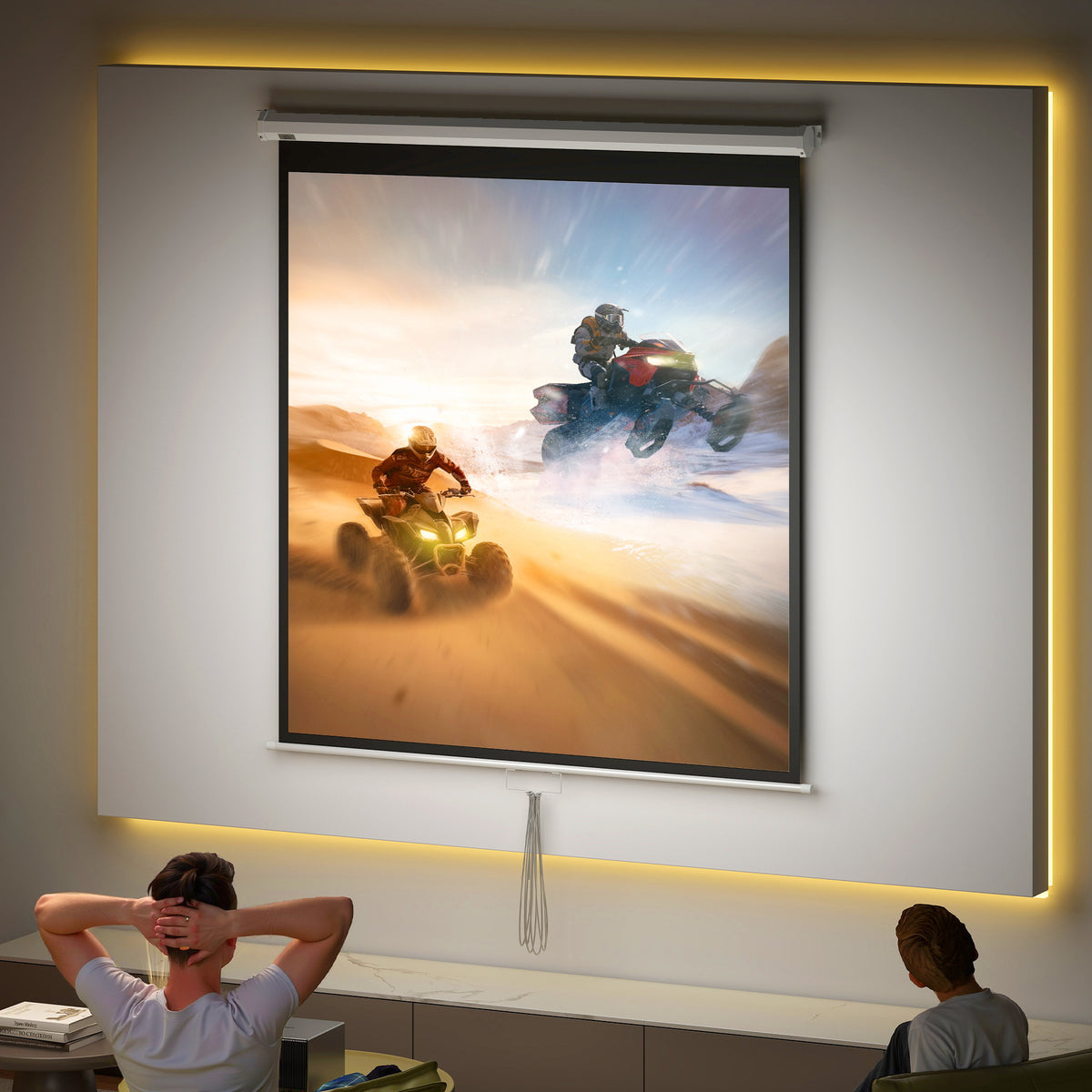 HOMCOM Beamer Leinwand 152 x 152 cm 85 Zoll 1:1 HD 4K Projektionsleinwand für Heimkino – Produktabbildung 2