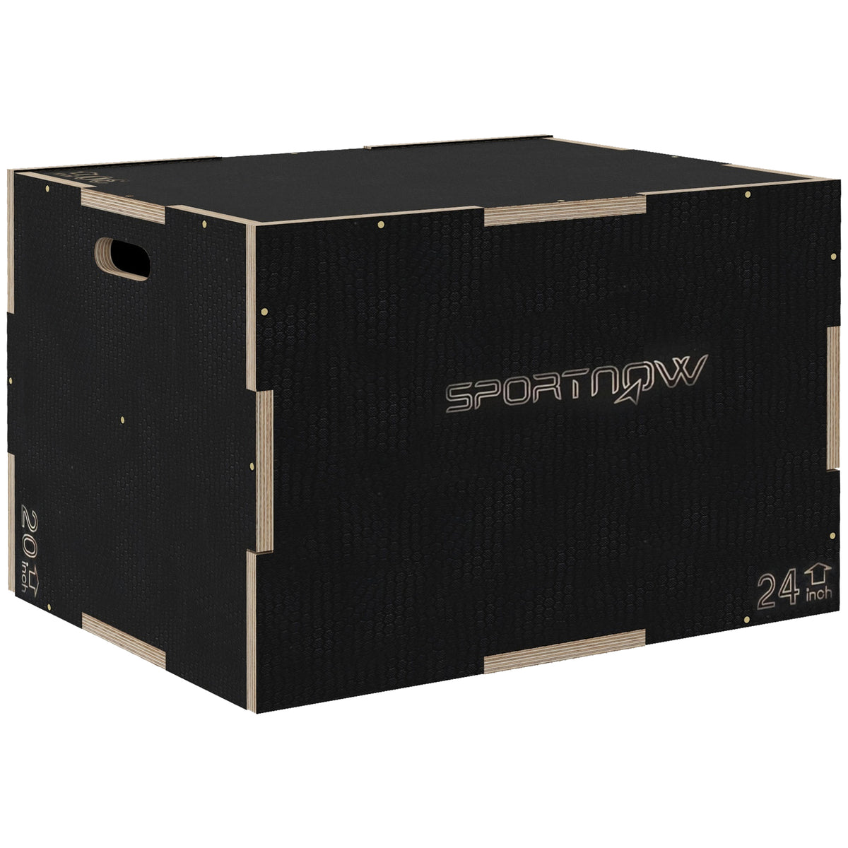 Plyo-Box/Sprungbox, robust, 76x61x51 cm, Schwarz, Griff 10x3,5 cm, bis 120 kg