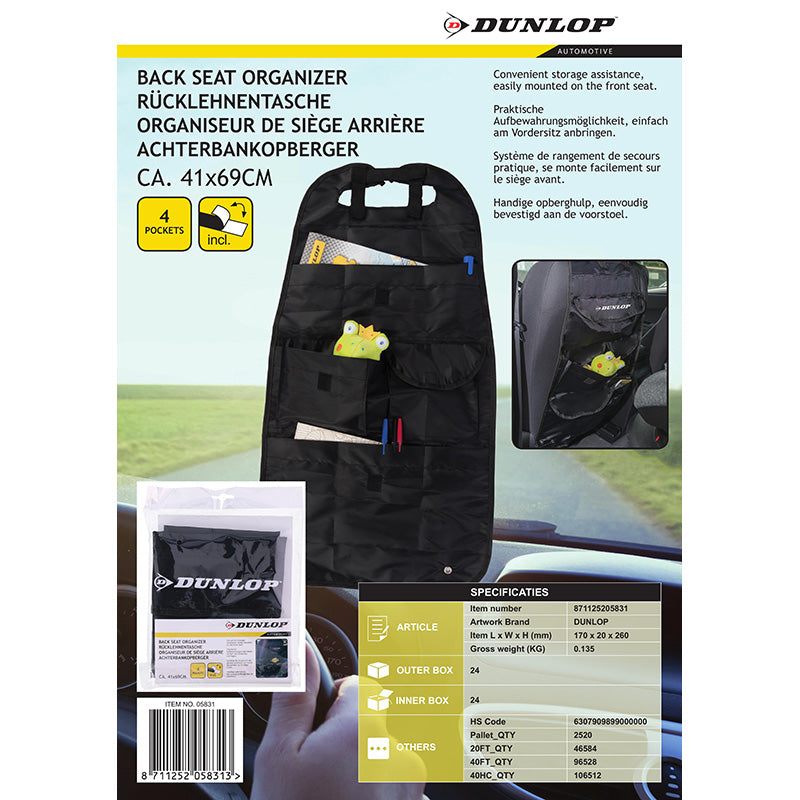 Dunlop - Organizér für Auto / úložný box / chránič sedadla (schwarz) – Produktabbildung 2