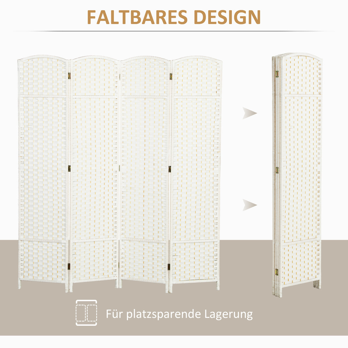 HOMCOM 4-teiliger Raumtrenner, Faltbarer Sichtschutz, Sichtschutzwand für Wohnzimmer, Schlafzimmer – Produktabbildung 5