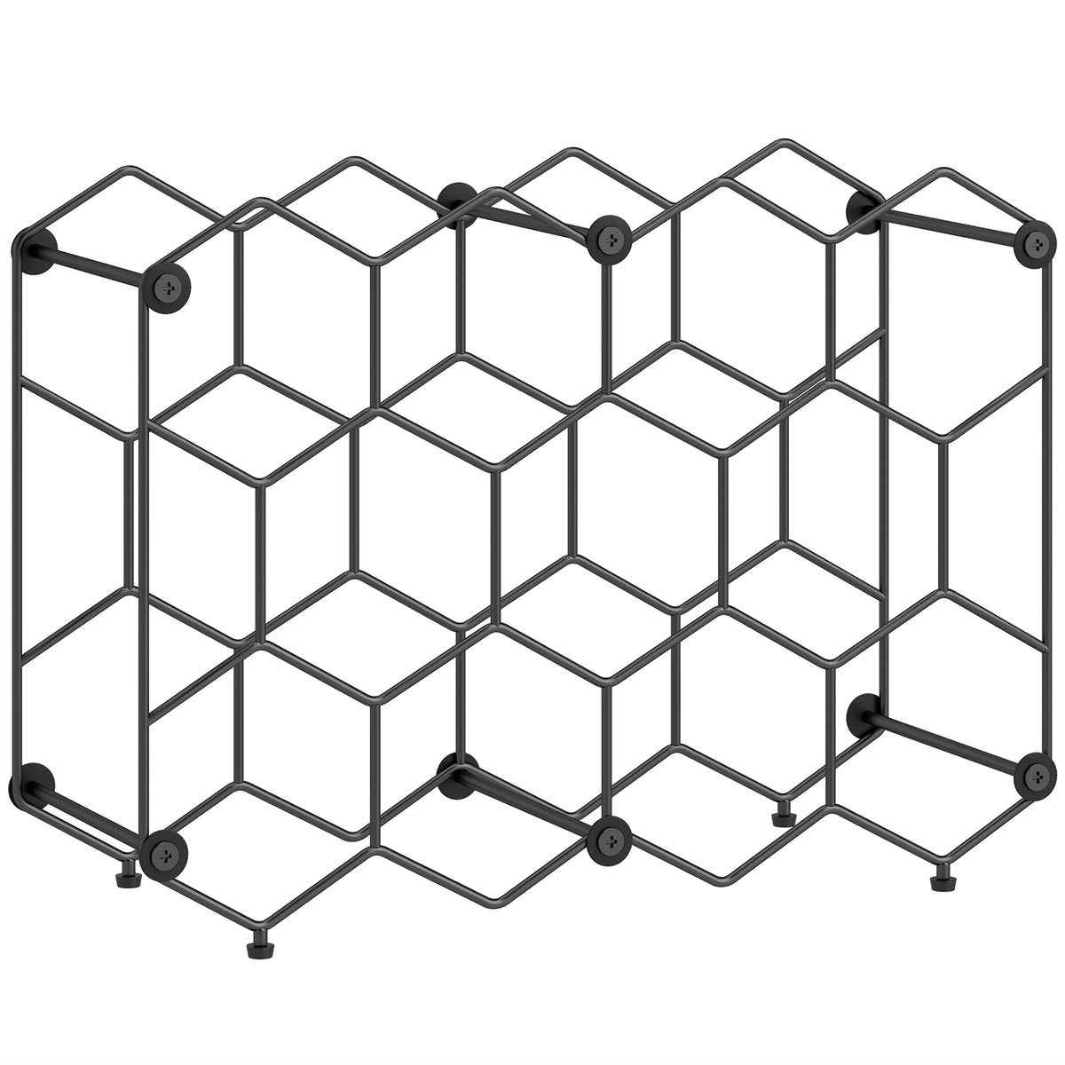 HOMCOM Weinregal für 13 Flaschen Flaschenregal mit Wabendesign Verstellbaren Füßen Kippschutz Metall 43 x