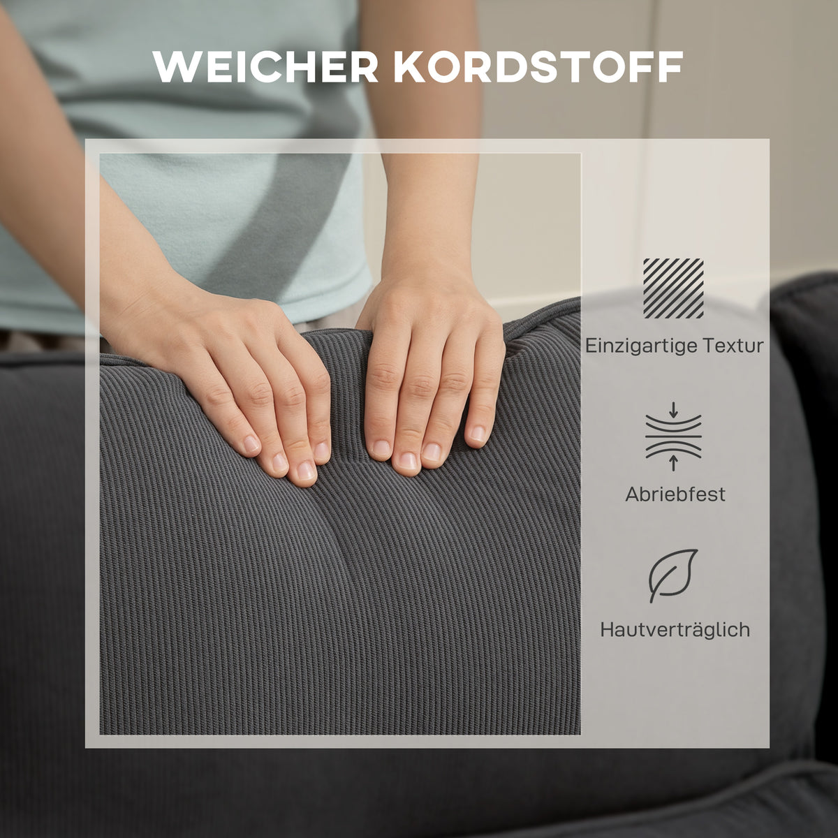HOMCOM Verstellbares Bettsofa, L-förmiges Gästesofa mit Bettfunktion, Stauraum, Kissen, für Wohnzimmer – Produktabbildung 8