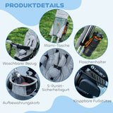 HOMCOM Kinder-Dreirad, Kinderfahrrad, Rückenkorb, Becherhalter, Sonnendach, Metall, Grau – Produktabbildung 7