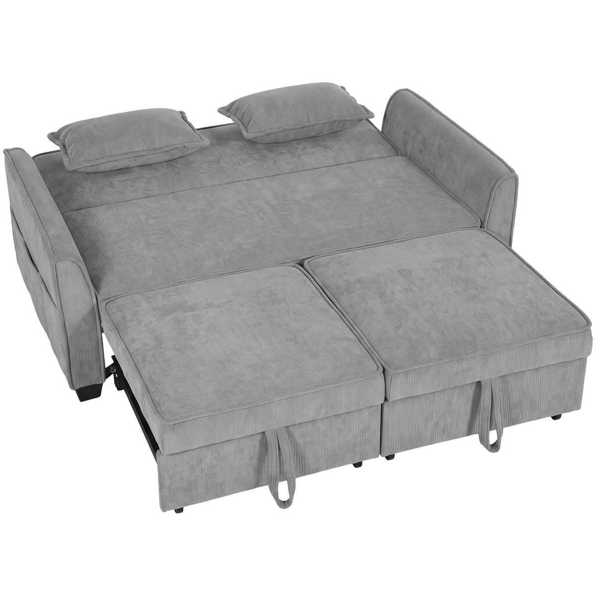 HOMCOM 2-Sitzer-Schlafsofa, 4-in-1 L-förmiges Ausziehsofa mit verstellbarer Rückenlehne und Seitentaschen