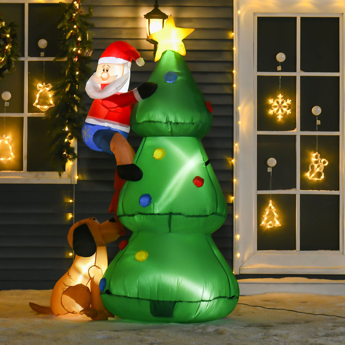 HOMCOM Aufblasbarer Weihnachtsbaum, Weihnachtsdekoration, 1,8 m, inkl. Gebläse, 123 cm x 85 cm x 180 cm – Produktabbildung 2