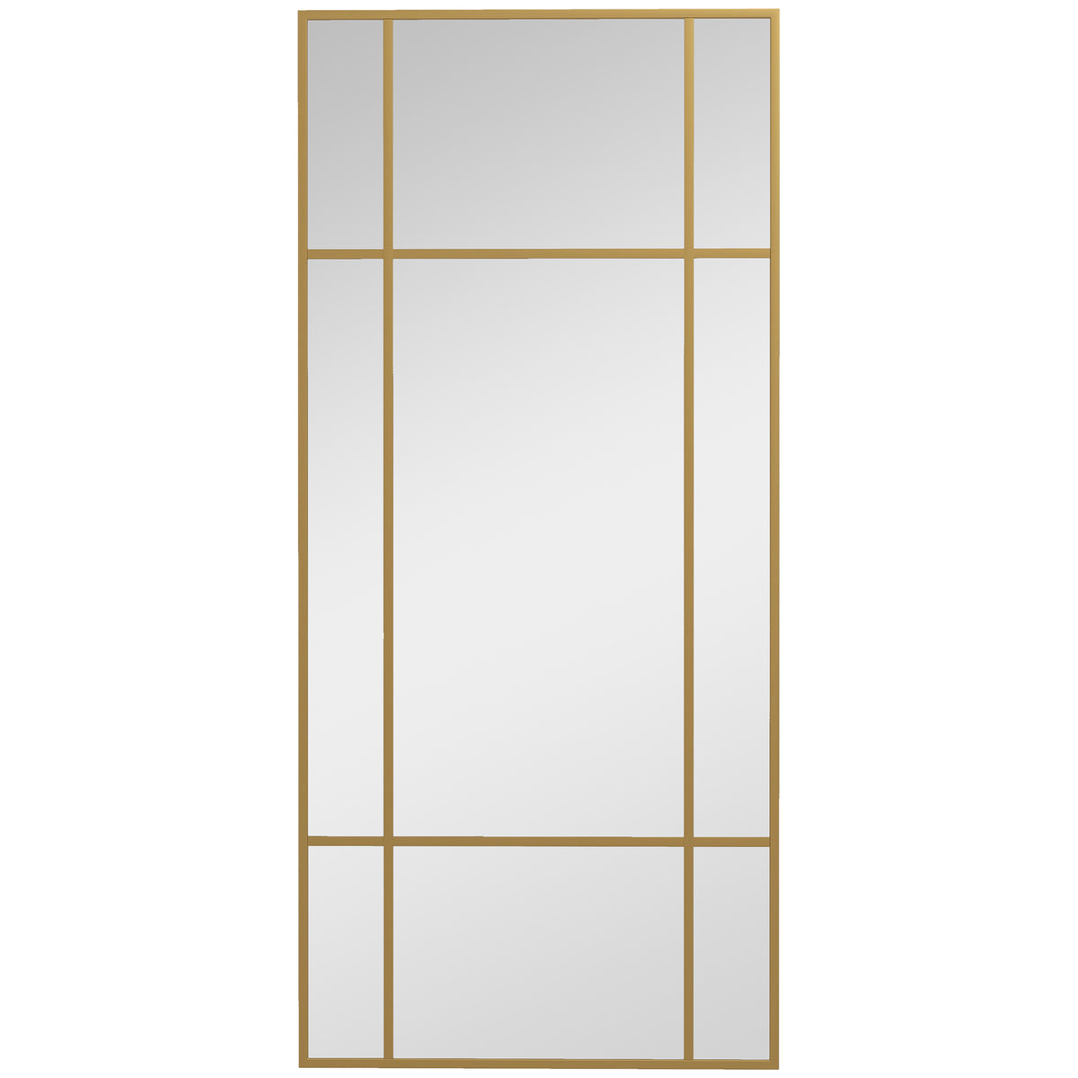 HOMCOM Wandspiegel, dekorativer Spiegel mit Metallrahmen, goldfarbene Streifen, Mehrschichtglas, 110B x 2T x