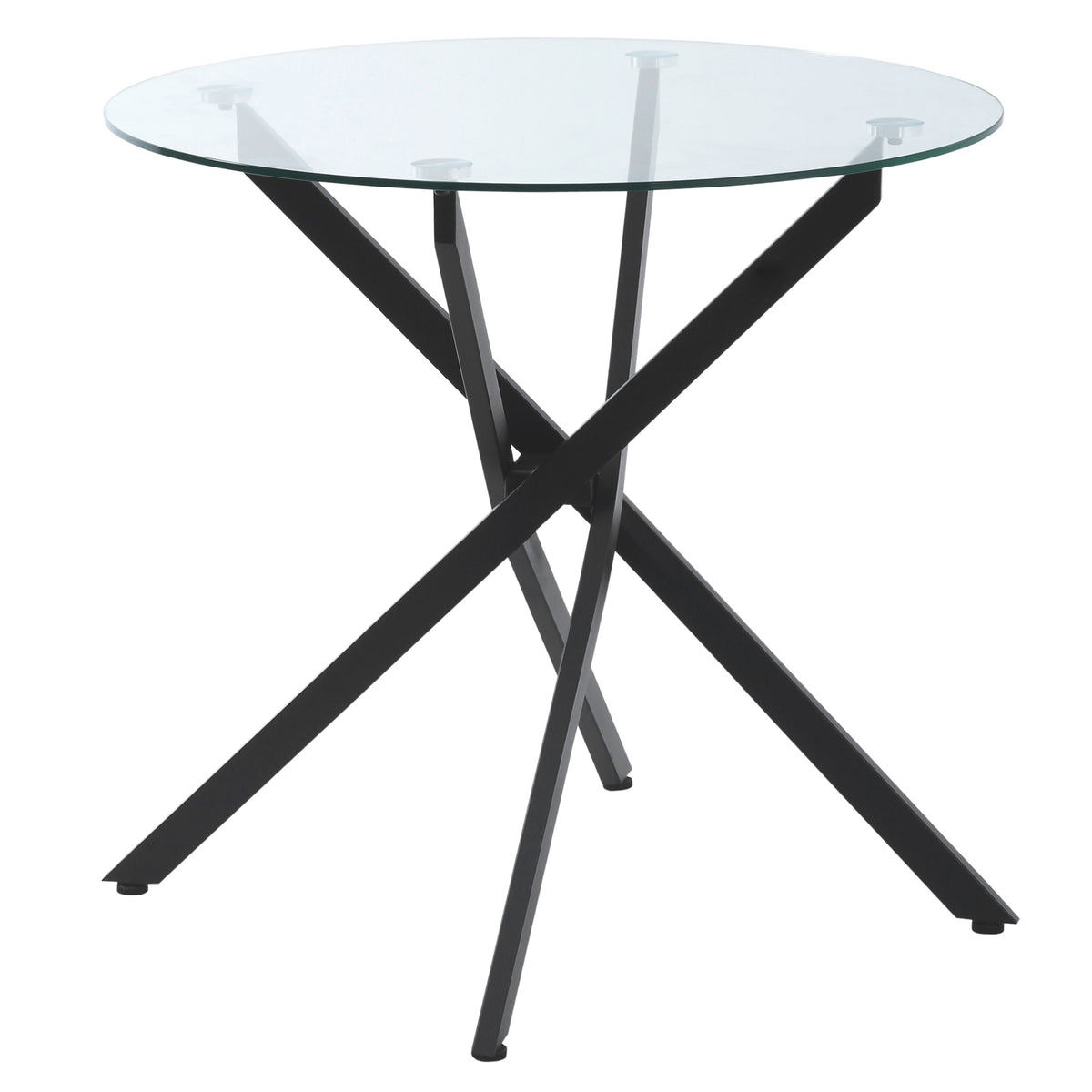 HOMCOM Moderner Glas-Esstisch, 80 cm Durchmesser, Küchentisch mit gehärteter Glasplatte und Metallbeinen, für