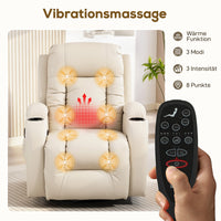 HOMCOM Massagesessel mit Wipp-, Liege- & Wärmefunktion, 3 Modi, drehbar, Cremeweiß – Produktabbildung 4