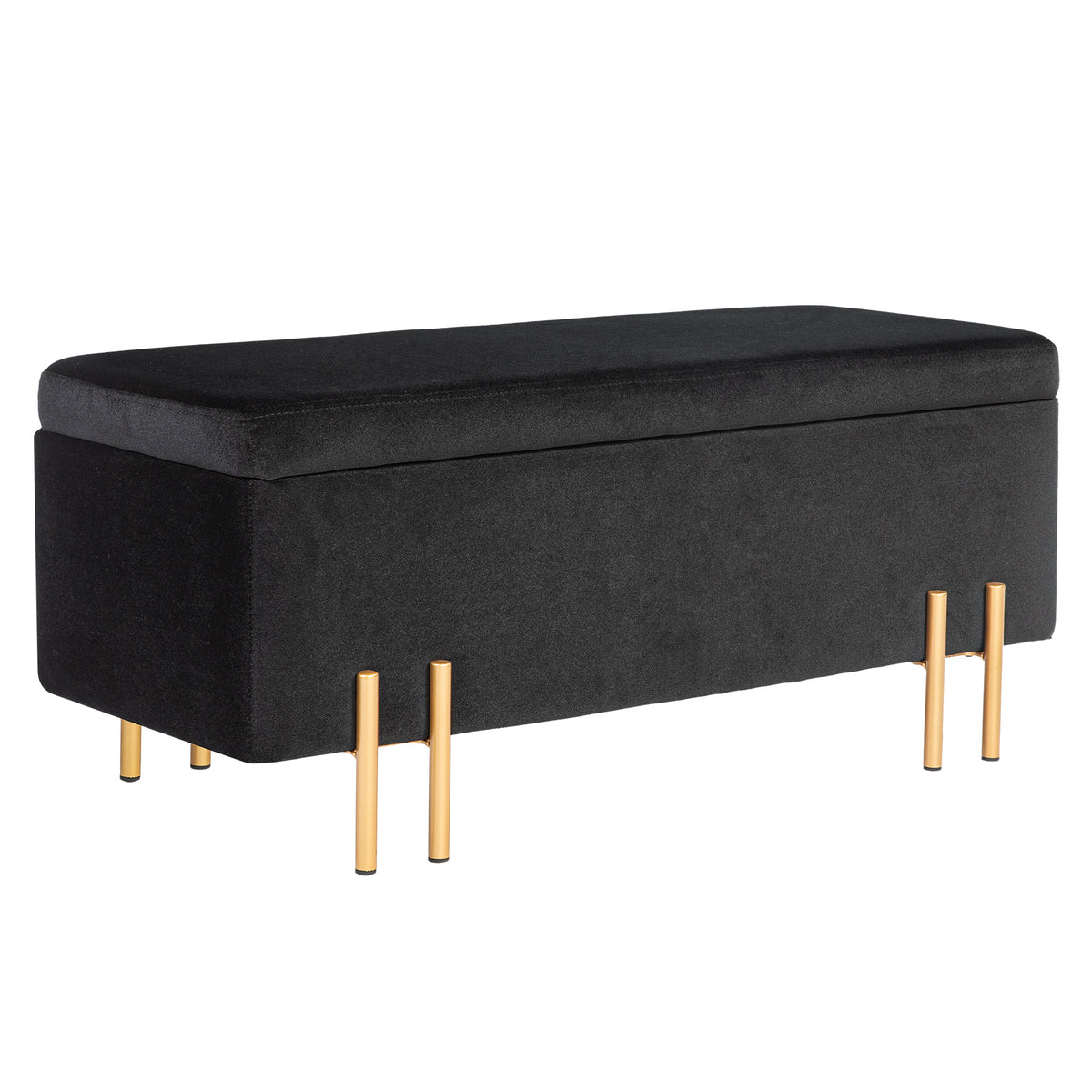 HOMCOM Sitzbank, Polsterbank mit Stauraum, Metall, Kautschukholz, Schaumstoff, 100 x 40 x 42 cm, Schwarz
