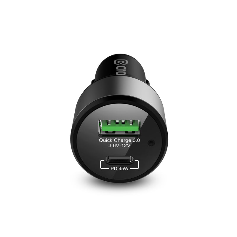 AutoLadegerät Crong Power 63W – USB-C PD 45W autoLadegerät + USB QC 3.0 18W (schwarz) – Produktabbildung 2