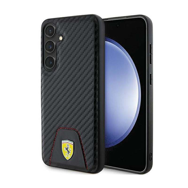 Ferrari Carbon Stitched Bottom - Hülle für Samsung Galaxy S24+ (schwarz)