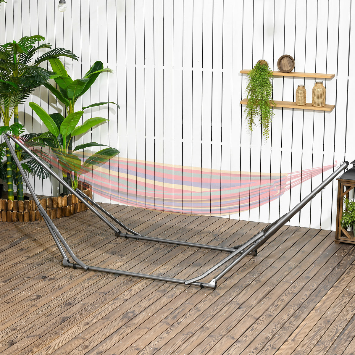 Outsunny 2-in-1 Hängemattenständer, wetterbeständig, Hängesesselständer Wäscheständer, 290 cm x 92 cm x – Produktabbildung 2
