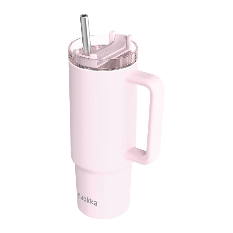 Quokka Stream - Thermobecher aus Edelstahl 950ml s Strohhalm (hell rosa)