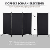 HOMCOM Raumteiler, 3-teiliger Sichtschutz, Raumtrenner mit Metallrahmen, Schwarz – Produktabbildung 4