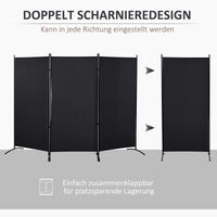 HOMCOM Raumteiler, 3-teiliger Sichtschutz, Raumtrenner mit Metallrahmen, Schwarz – Produktabbildung 4