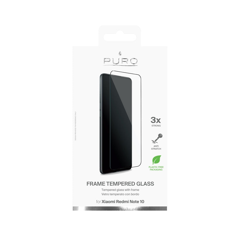 gehärtetes Glas PURO Frame – Schutzglas aus tvrzeného skla Xiaomi Redmi Note 10 (schwarz Rahmen) – Produktabbildung 2