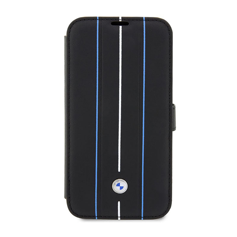 BMW Booktype Leather Stamp Blue Lines - Hülle für iPhone 14 Pro (schwarz) – Produktabbildung 2