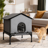 PawHut Katzenhaus klappbar Katzenhütte mit Kissen, Erhöhtes wasserabweisend Katzenhöhle 62 x 58,5 x 60 – Produktabbildung 2