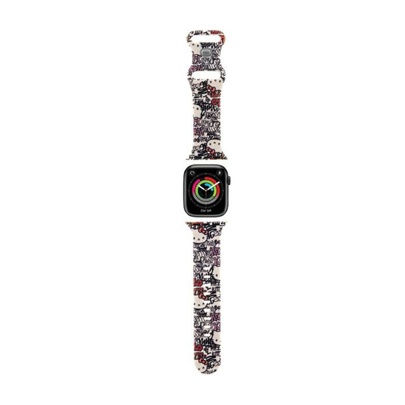 Hello Kitty Silicone Tags Graffiti - Armband für Apple Watch 38/40/41 mm (beige)