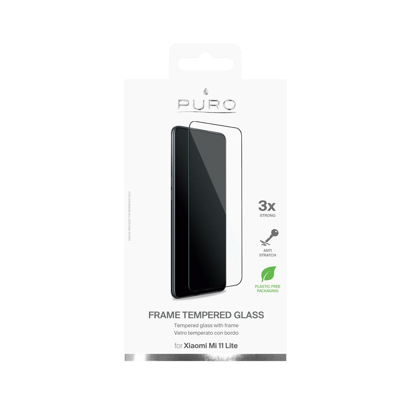 gehärtetes Glas PURO Frame – Schutzglas gehärtetes Glas Xiaomi Mi 11 LITE (schwarz Rahmen) – Produktabbildung 2