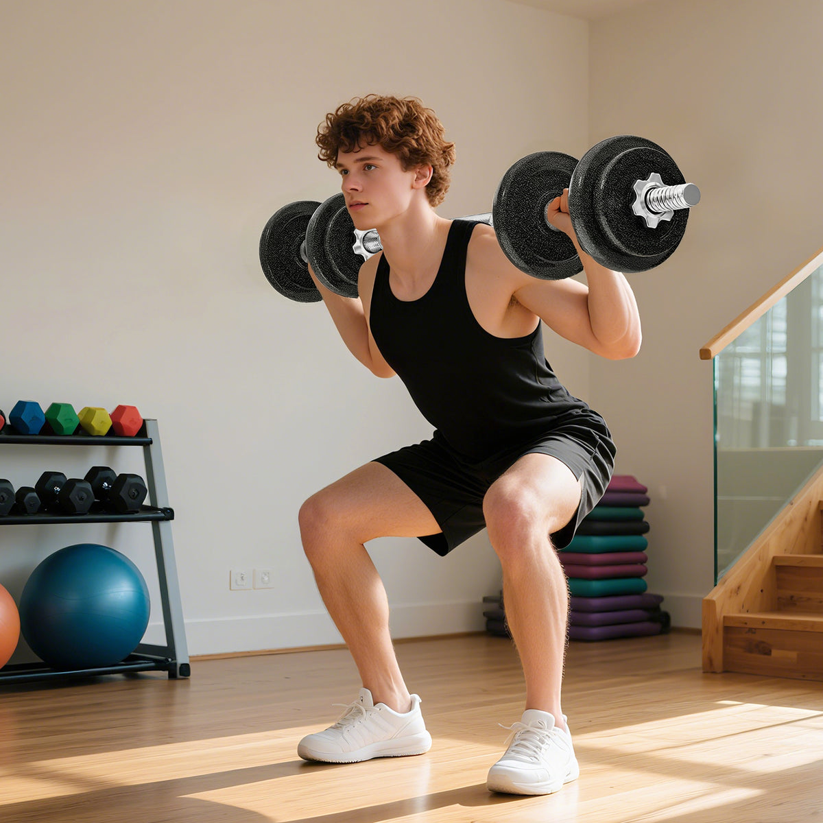 Hantelset 2-in-1 Kurzhanteln Langhanteln verstellbar bis 20 KG mit rutschfestem Griff für Krafttraining – Produktabbildung 2