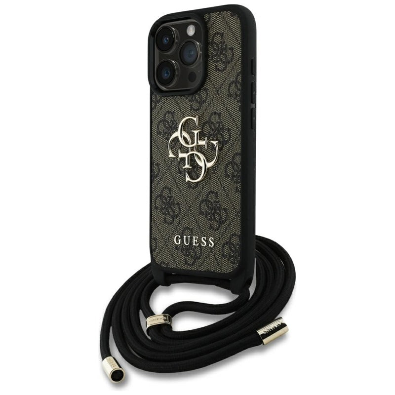 Guess 4G Big Logo Cord Strap Crossbody - Hülle für iPhone 16 Pro (braun)