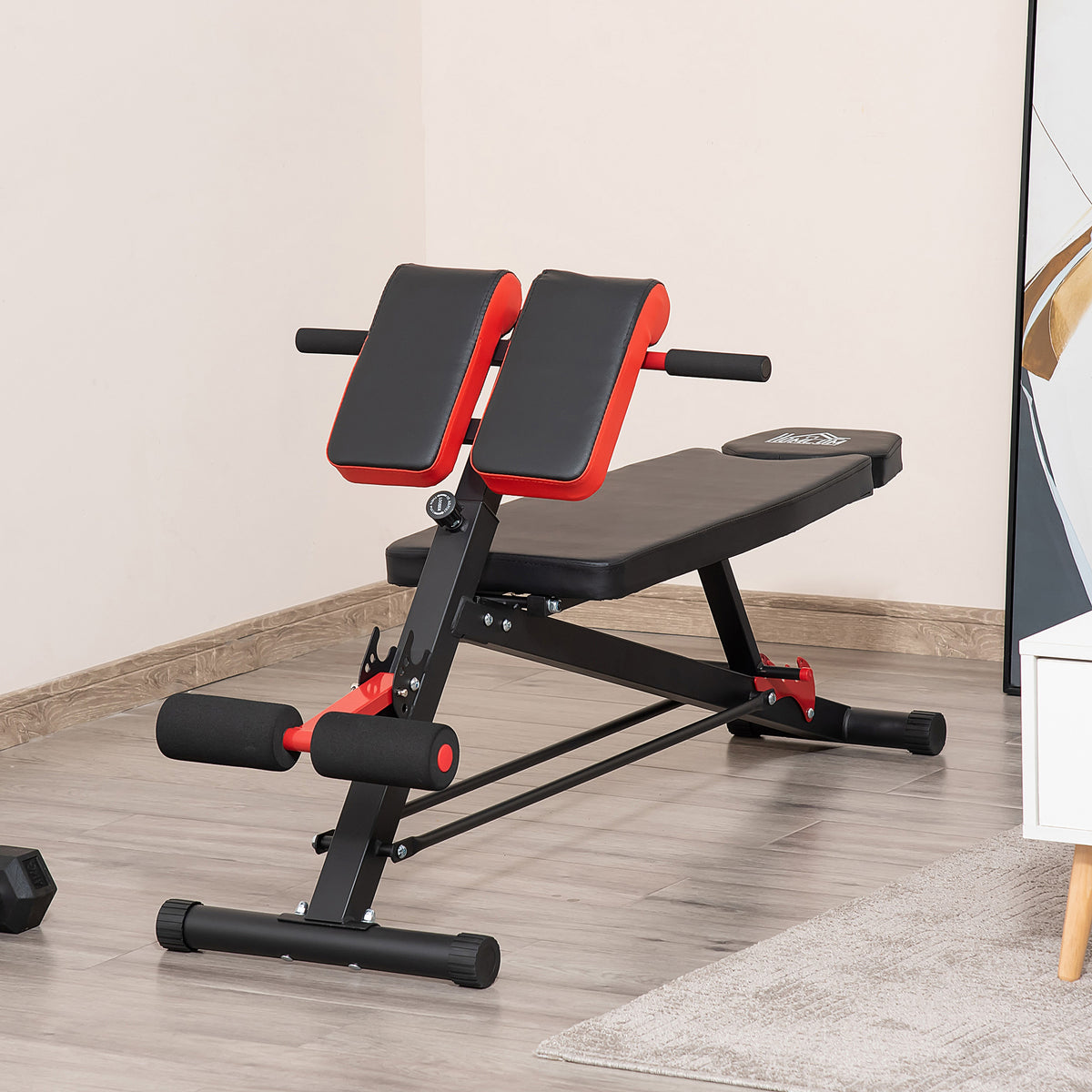 HOMCOM Hantelbank Fitnessbank Schrägbank Multifunktion Bauchtrainer Verstellbar Stahl Schwarz 64 x 146 x – Produktabbildung 2
