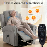 HOMCOM Massagesessel mit Aufstehhilfe, Relaxsessel, Vibrationsköpfe, mit Neigefunktion, Leinenoptik – Produktabbildung 5