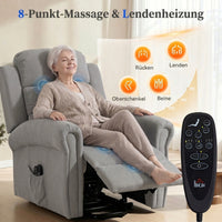 HOMCOM Massagesessel mit Aufstehhilfe, Relaxsessel, Vibrationsköpfe, mit Neigefunktion, Leinenoptik – Produktabbildung 5
