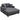 HOMCOM Chaiselongue 2 Sitzer Groß Schlafsofa 134 x 151 cm mit Becherhalter für Wohnzimmer, Grau