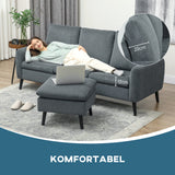 HOMCOM Ecksofa, 3-Sitzer-Sofa mit Fußhocker, Stoffbezug, L-förmiges Couch-Set, Dunkelgrau – Produktabbildung 7