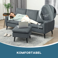 HOMCOM Ecksofa, 3-Sitzer-Sofa mit Fußhocker, Stoffbezug, L-förmiges Couch-Set, Dunkelgrau – Produktabbildung 7