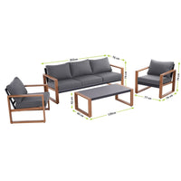 Gartenmöbelset DUISBURG Sofa Sessel Tisch ANTHRAZIT / BRAUN – Produktabbildung 13