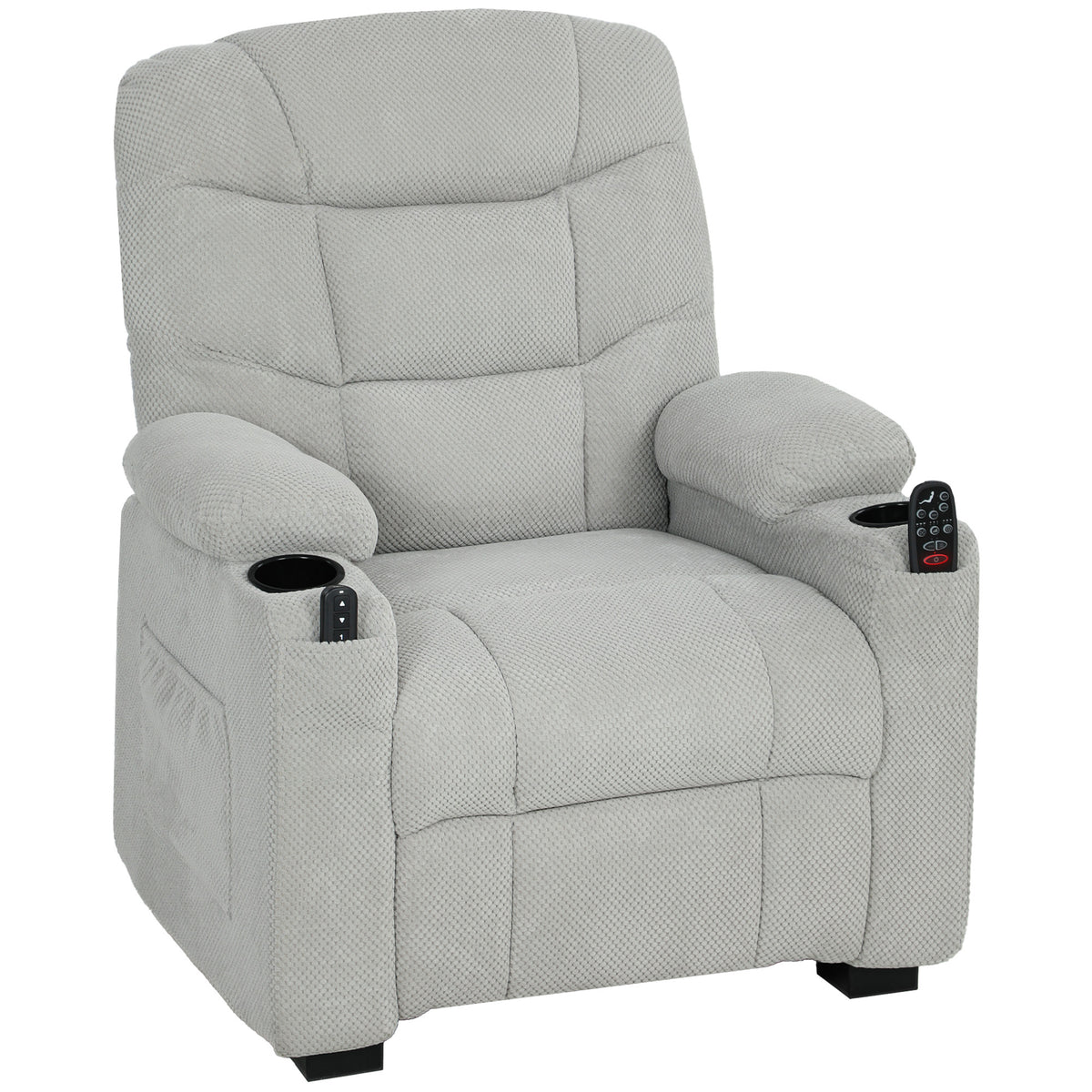 HOMCOM Elektrischer Relaxsessel mit Massage & Wärme, leisem Motor und Memory-Funktion, Grau