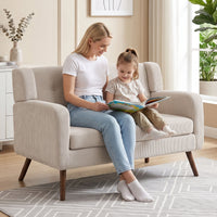 HOMCOM 2 Sitzer 118 cm Couch mit Cord-Optik, Knopfheftung Bequeme Modernes Polstersofa mit Holzbeinen – Produktabbildung 9