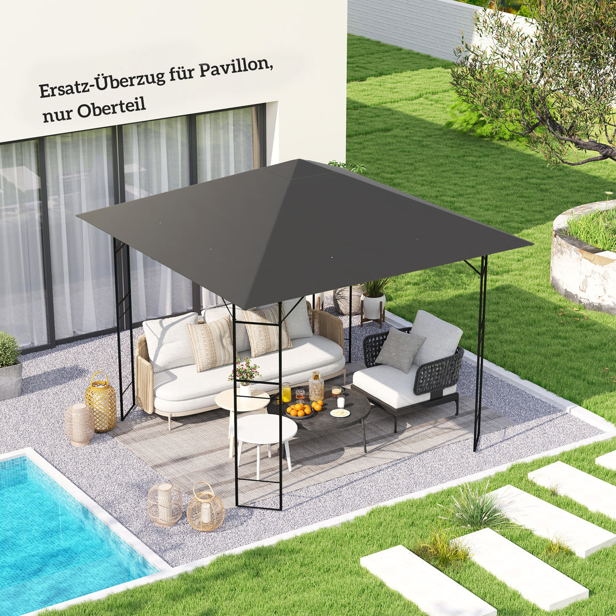 Outsunny Ersatzdach für Pavillon 3 x 3 m wasserabweisend Pavillondach UPF30+ Ersatzbezug Oxford-Stoff – Produktabbildung 2