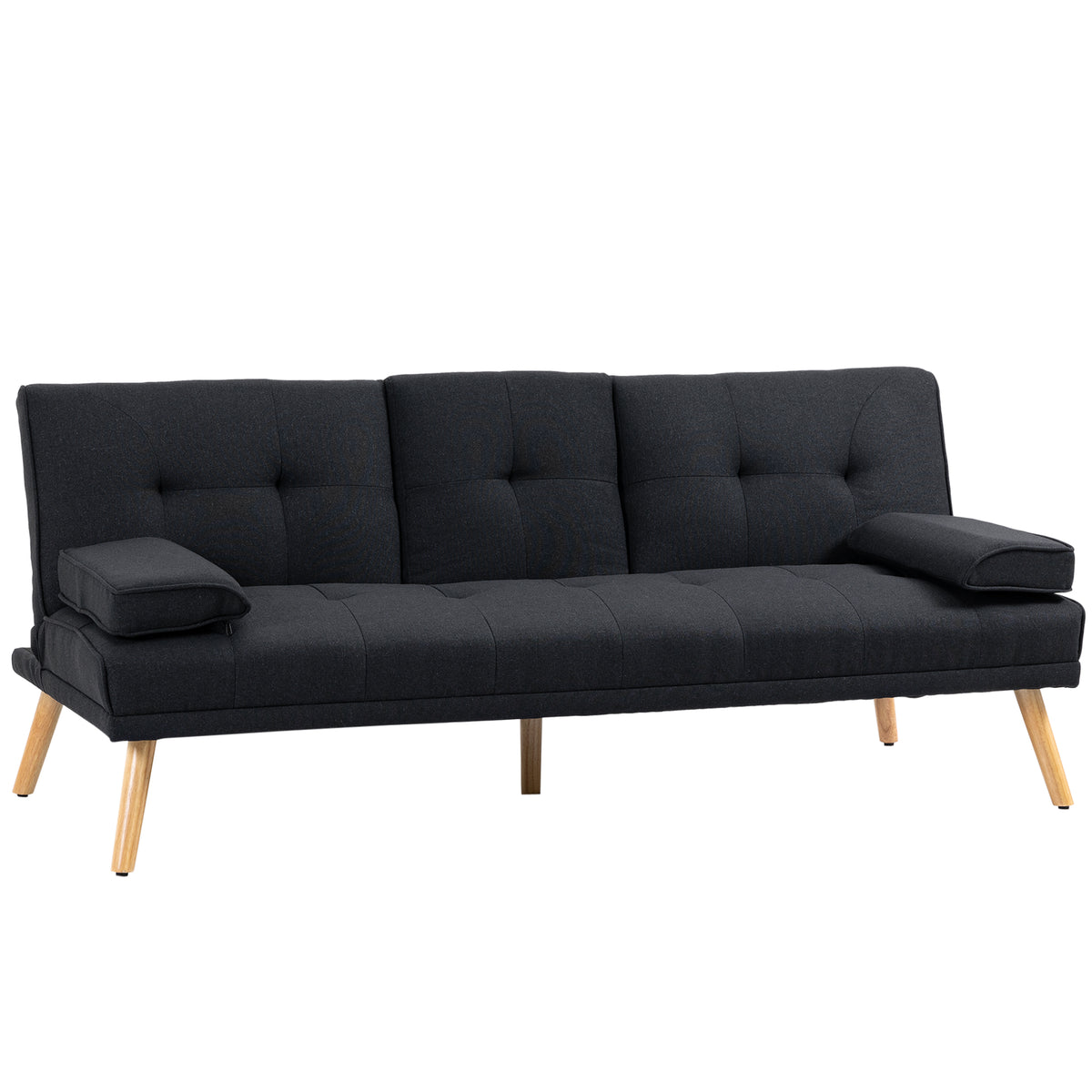 HOMCOM Schlafsofa, Gästebett, verstellbare Rückenlehne, klappbarer Tisch, 181x77x78 cm, Schwarz