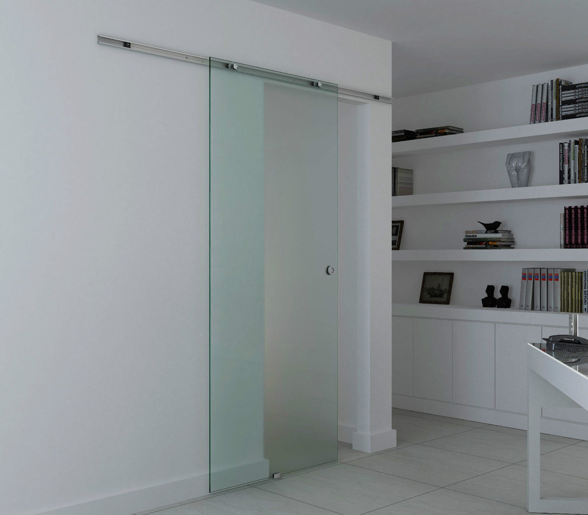 HOMCOM Glasschiebetür Schiebetür Glastür Zimmertür Mattglas 1025 x 2050 mm – Produktabbildung 2