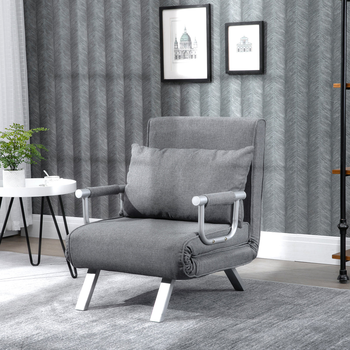 HOMCOM 3 in 1 Schlafsessel Klappbar Schlafsofa mit Bettfunktion Verstellbarer Rückenlehne Kissen – Produktabbildung 2