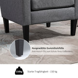 Einzelsessel, Relaxsessel, Polstersessel mit Holzfüßen, Stoff in Leinenoptik, 66 x 72 x 74 cm, Hellgrau – Produktabbildung 6