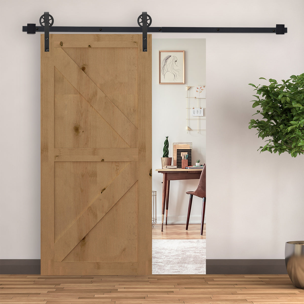 HOMCOM Gleitschienen-Bausatz für Schiebetür, rustikales Design, Karbonstahl, 200x4x0,6 cm, bis 90 kg – Produktabbildung 2