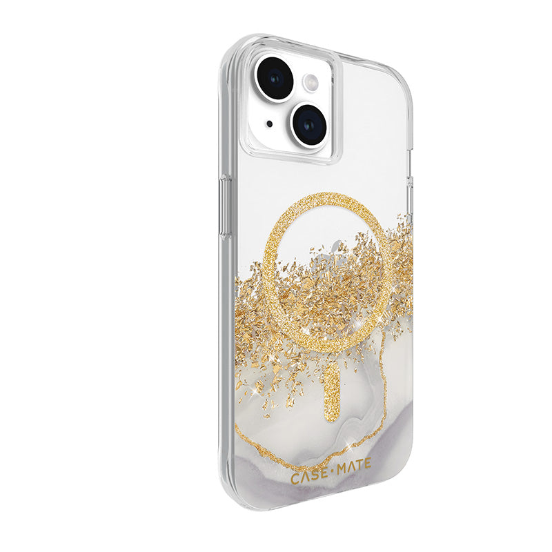 Case-Mate Karat MagSafe - Hülle für iPhone 15 / iPhone 14 / iPhone 13 verziert zlatem (Marble) – Produktabbildung 2