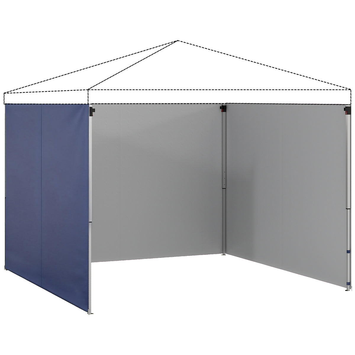 Outsunny 3-teiliges Set Seitenteile mit Reißverschluss für 3 x 3 m Pavillon, Dunkelblau