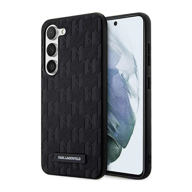 Karl Lagerfeld Saffiano Monogram Metal Logo - Hülle für Samsung Galaxy S23 (schwarz)