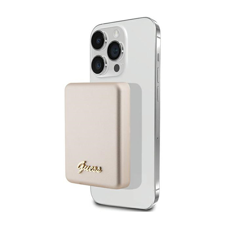 Guess Metal Script Logo MagSafe - Induktions- Powerbank 3000 mAh 5W MagSafe (gold)